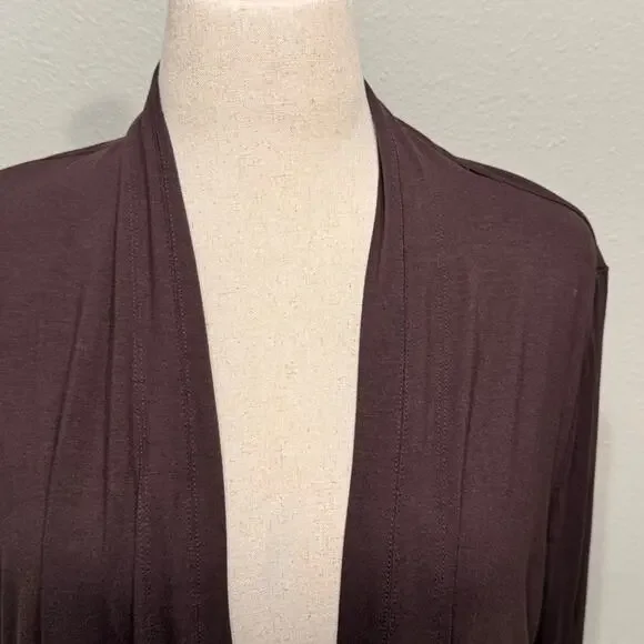 Chico's cardigan brown open double layer drape front lightweight knit  Sz 2 US L - Picture 5 of 7